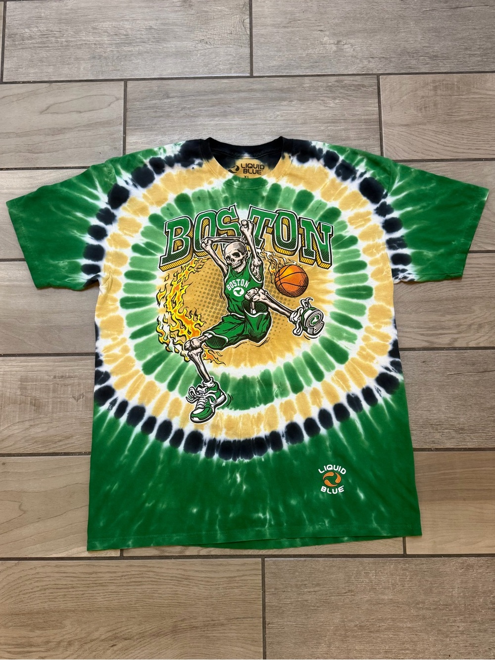 Liquid Blue Boston Basketball Skeleton Tie Dye T-Shirt